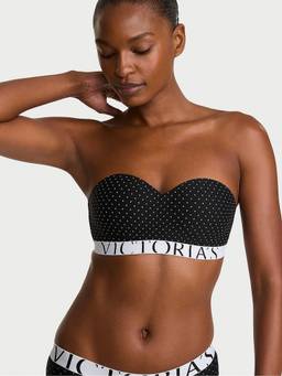 Victoria's Secret - Women Black Polka Dots Polyamide T-Shirt Bra