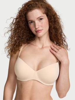 Victoria's Secret - Women Beige Solid/Plain Polyamide Demi / Balconette Bra