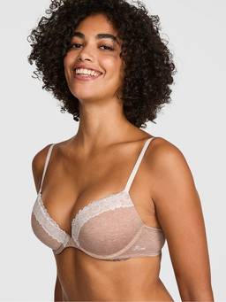 Victoria's Secret - Women Beige Self Design Cotton Blend Push-up Bra