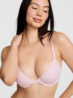 Victoria's Secret - Women Pink Self Design Cotton Blend T-Shirt Bra
