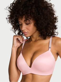 Victoria's Secret - Women Pink Solid/Plain Polyamide Push-up Bra
