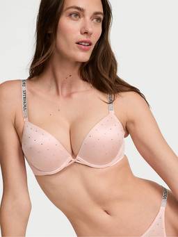 Victoria's Secret - Women Pink Embellished/Sequined Polyamide Push-up Bra