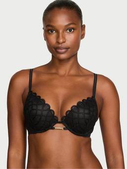Victoria's Secret - Women Black Self Design Polyamide Push-up Bra