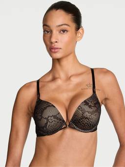 Victoria's Secret - Women Black Self Design Polyamide Push-up Bra