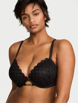 Victoria's Secret - Women Black Self Design Polyamide Push-up Bra