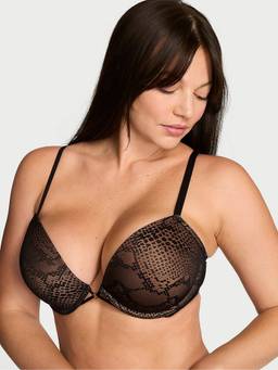 Victoria's Secret - Women Black Self Design Polyamide Push-up Bra