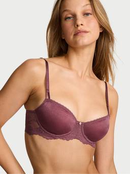Victoria's Secret - Women Brown Self Design Polyamide Demi / Balconette Bra