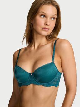 Victoria's Secret - Women Blue Self Design Polyamide Demi / Balconette Bra