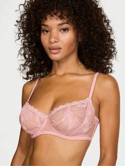 Victoria's Secret - Women Pink Self Design Polyamide Demi / Balconette Bra