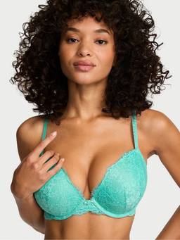 Victoria's Secret - Women Green Self Design Polyamide Push-up Bra