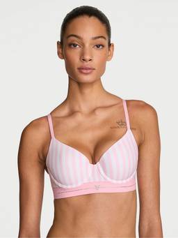 Victoria's Secret - Women Multi-Color Stripes Cotton Blend T-Shirt Bra