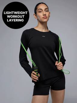 Kica - Regular Fit Basic Full Sleeve T-Shirt With A Round Neck KIC030-BLACK