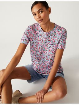 Marks & Spencer - Blue Pure Cotton Printed Pocket T-Shirt