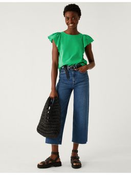 Marks & Spencer - Green Pure Cotton Broderie Detail Top