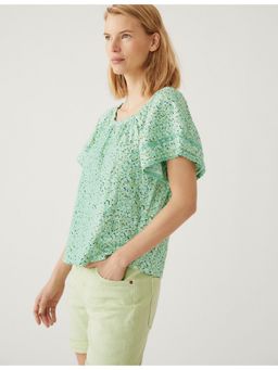 Marks & Spencer - Pure Cotton Green Floral Top