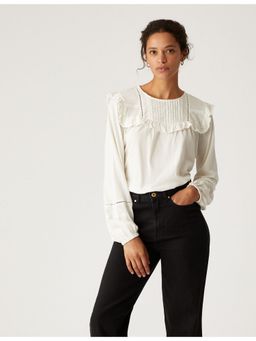 Marks & Spencer - Ivory Pure Cotton Pintuck Long Sleeve Top