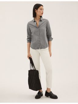 Marks & Spencer - Grey Denim Collared Long Sleeve Shirt