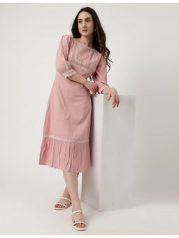 Marks & Spencer - Viscose Mix Embroidered Boat Neck Dress