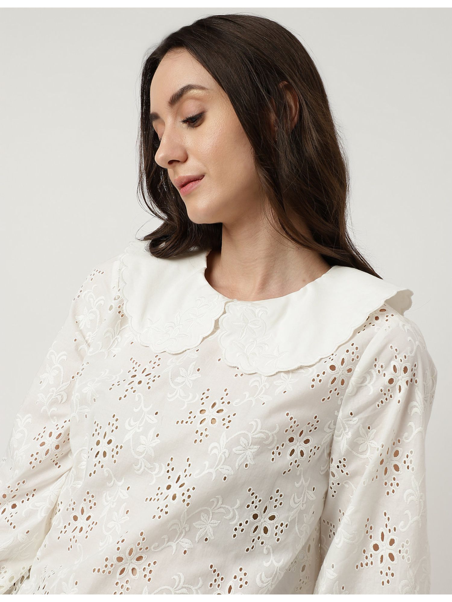 peter pan collar cotton blouse
