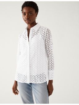 Marks & Spencer - Pure Cotton Broderie Collared Shirt