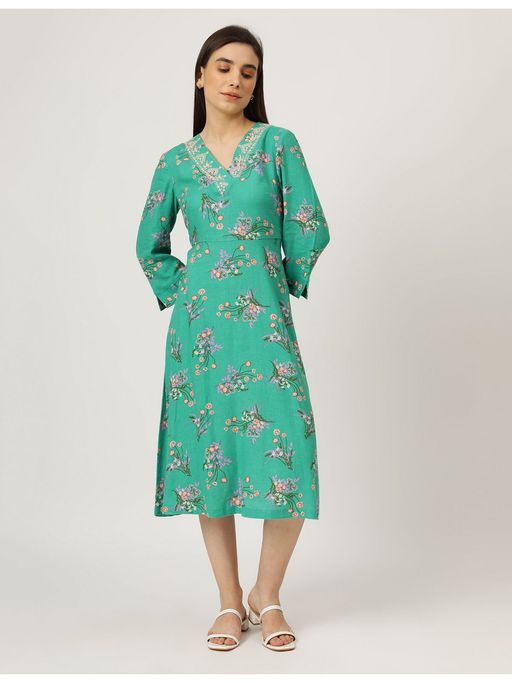 chinese dress ladies MARKS & SPENCER Size 18 Blue linen dress – Dassah Beauty main image 1