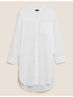 Marks & Spencer - White Pure Cotton Longline Beach Cover Up Shirt