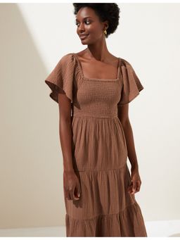 Marks & Spencer - Brown Pure Cotton Square Neck Midi Beach Dress