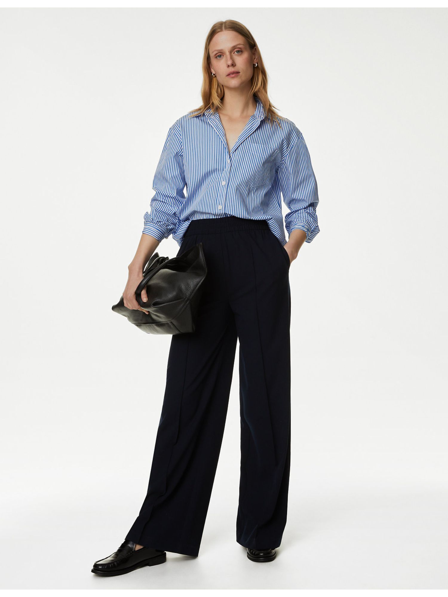 Buy Marks & Spencer Black Wide Leg Trouser Online