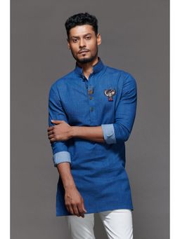S&N by Shantnu Nikhil - Denim Kurta with Crest