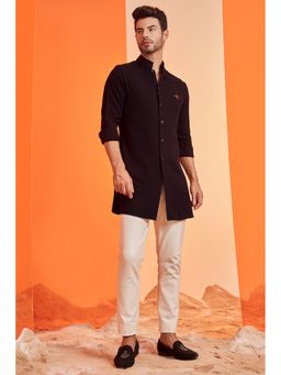 S&N by Shantnu Nikhil - Black Crested Shirt Kurta