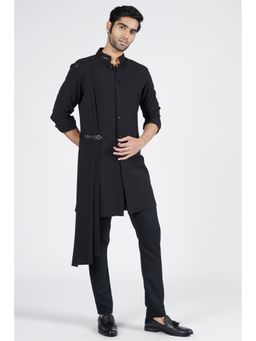 S&N by Shantnu Nikhil - Black Crested Shirt Kurta