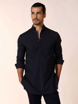 S&N by Shantnu Nikhil - Black Tape-Detail Classic Kurta