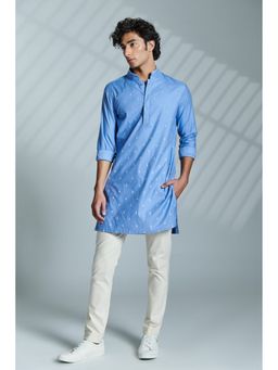 S&N by Shantnu Nikhil - Men Light Blue Embroidered Kurta