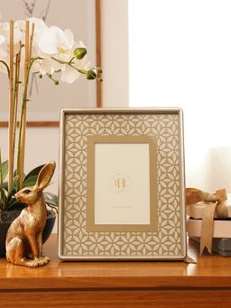 Pure Home + Living - Beige Lazer Cut Faux Leather Photo Frame