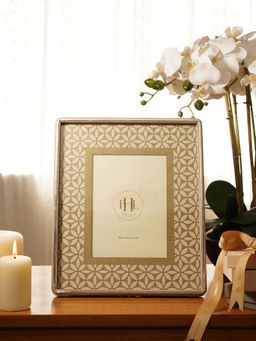 Pure Home + Living - Beige Lazer Cut Leather Photo Frame