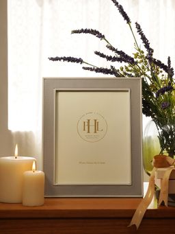 Pure Home + Living - Beige Solid Faux Leather Photo Frame