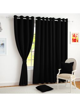 Story@Home - Black Blackout 300 Gsm Polyester 3 Piece Door Curtains