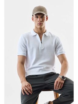 Snitch - White Half Sleeves Regular Casual Polo T-Shirt for Men