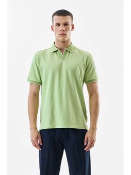Snitch - Light Green Solid Half Sleeves Regular Casual Polo T-Shirt for Men