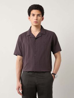 Arrow - Purple Mens Boston Relaxed Fit Micro Checked Shirt