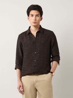 Arrow - Brown Mens Manhattan Slim Fit Pure Cotton Shirt