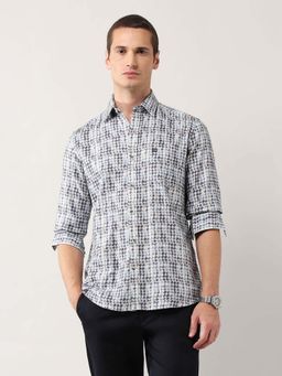 Arrow Sports - Blue Sport Mens Geometric Printed Pure Cotton Shirt