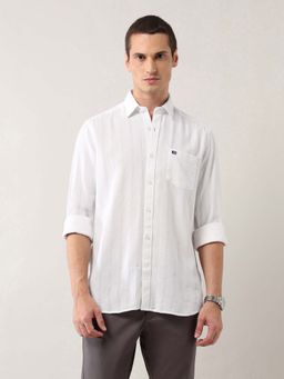 Arrow Sports - White Sport Mens Slim Fit Dobby Shirt