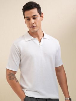 LOCOMOTIVE - Premium Men Relaxed Fit Knitted Textured Polo T-Shirt