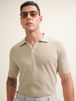 LOCOMOTIVE - Premium Relaxed Fit Polo Neck Textured T-Shirt