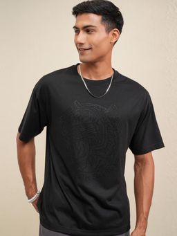 LOCOMOTIVE - Black Premium Men Round Neck Relaxed Fit T-Shirt