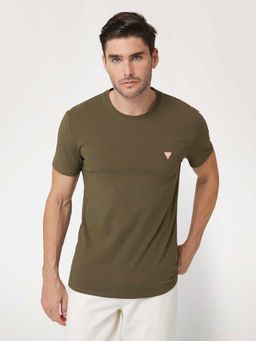 Guess - Olive Morning Round Neck Solid T-Shirt