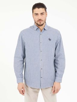Guess - Small Indigo Collar Neck Stripes Shirt