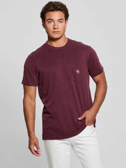 Guess - Wine Noir Round Neck Solid T-Shirt