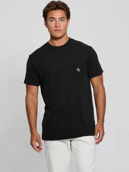 Guess - Jet Black Round Neck Solid T-Shirt